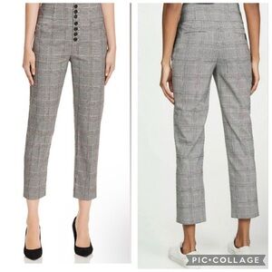 Joie Ebony Caviar High-Waist Plaid Trousers - Gray